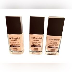 Lot Of 3 Wet N Wild Photo Focus Dewy Foundation Rose Ivory .95 FL Oz Blendable